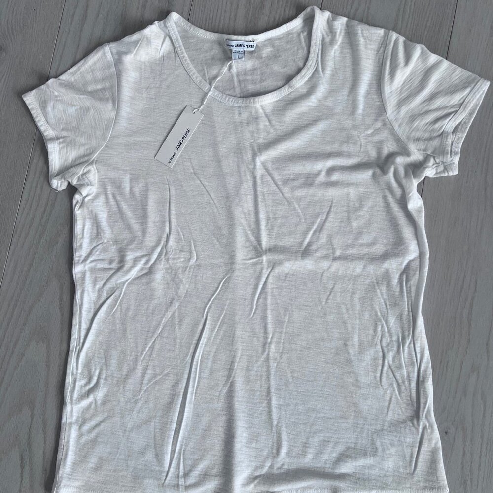 JAMES PERSE Women's WSVH3037CU Crewneck Tee Shirt Top White Sz 1
